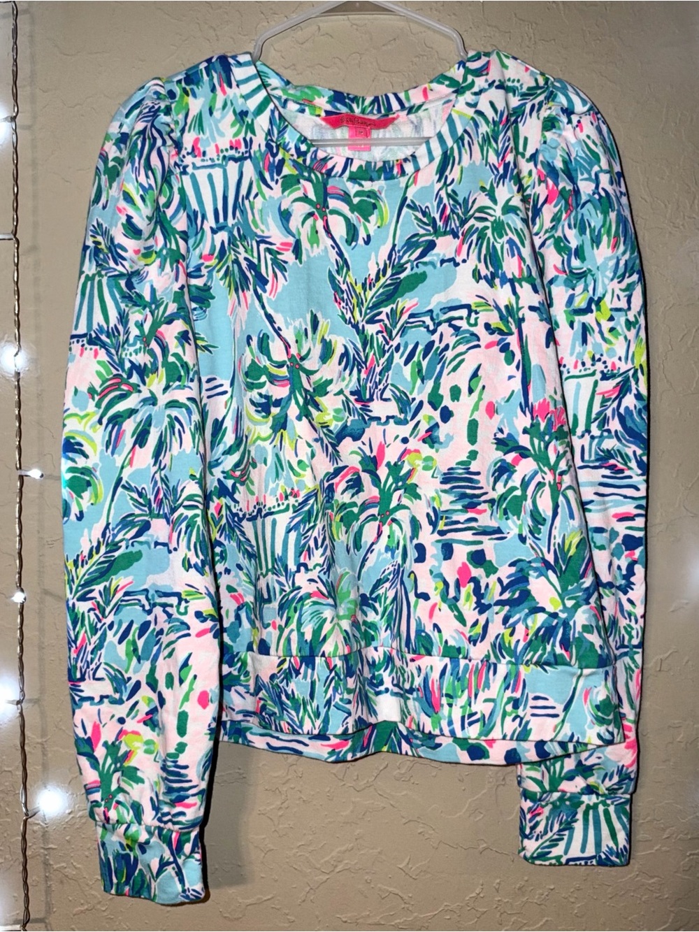 Lilly Pulitzer Jansen Sweatshirt in the vibrant "Blue Ibiza Cabana Cocktail"